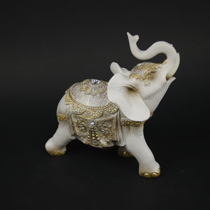 HHD10275 - M White/Gold Elephant Facing Right