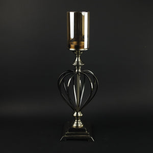 HHD10390 - L Pewter Globe Candle Holder
