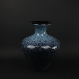 HHD10409 - Wide Aqua/Black Vase