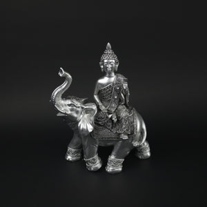 HHD10595 - Shiny Silver Elephant on Buddha