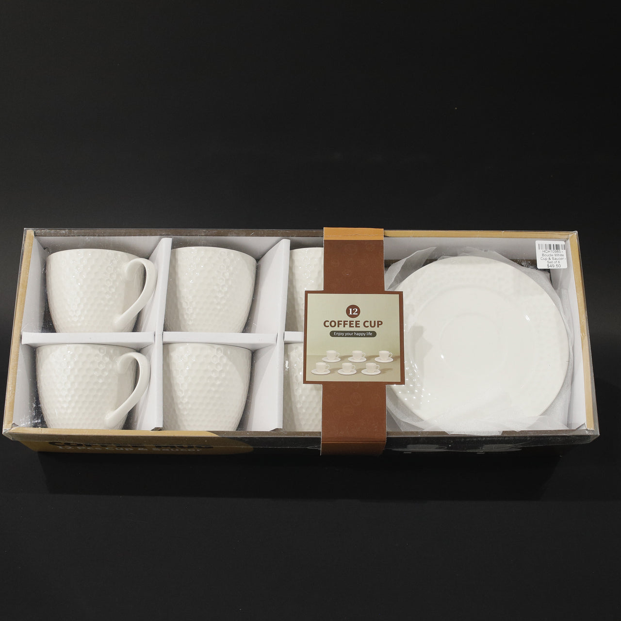 HCH10985 - Boucle White Cup & Saucer - Set of 6