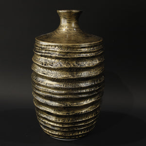 HCHD9894 - Gold Large Ribbed Vase