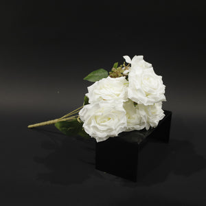 HFL10722 - White 7 European Horn Rose Bq