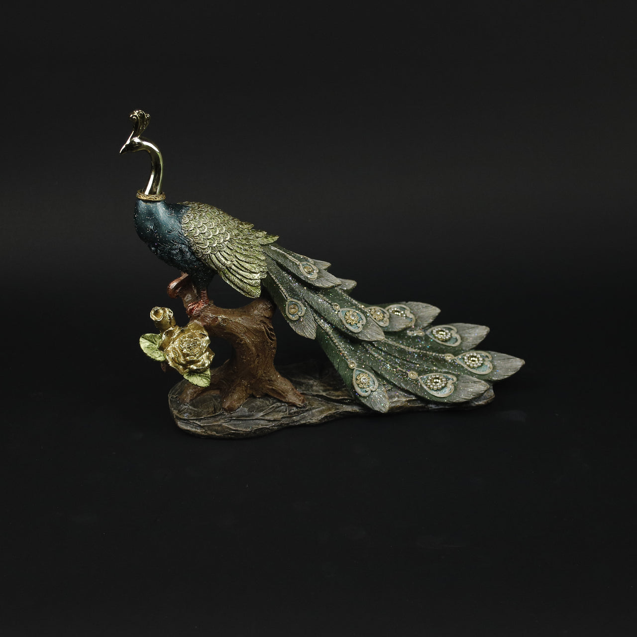 HHD10278 - Green Peacock Facing Left