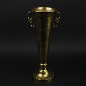 HHD10686 - Gold Fluted Vase with Handles