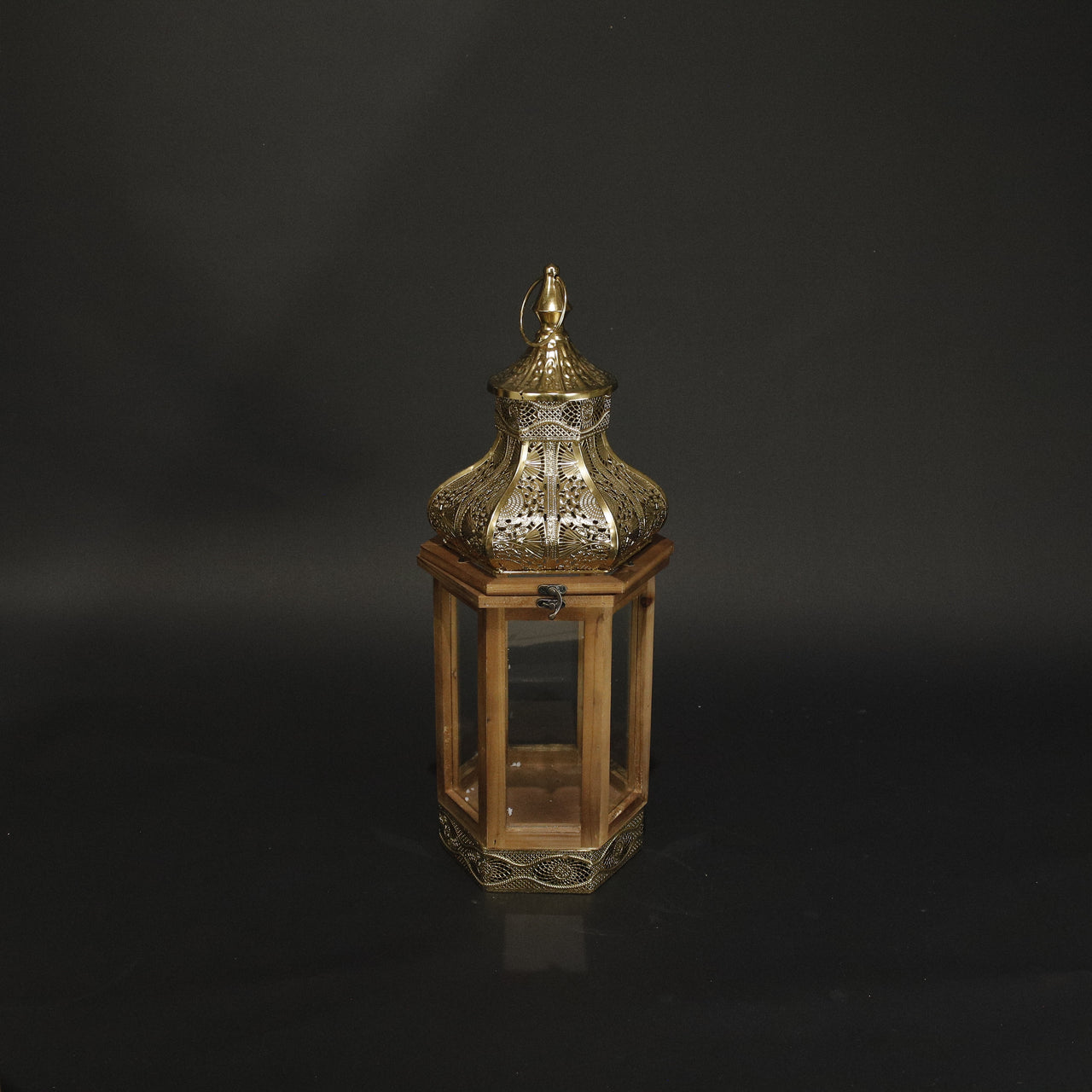 HHD11114 - S Brushed Gold Hexagon Lantern