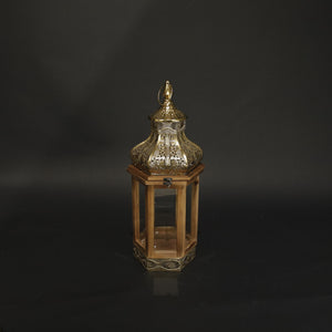 HHD11114 - S Brushed Gold Hexagon Lantern