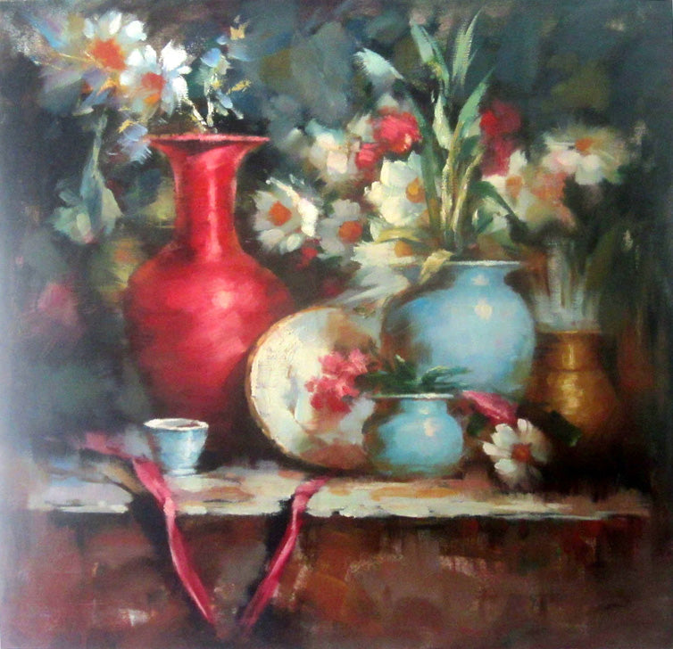 FL4016528 - 40"x40" Original Oil Painting