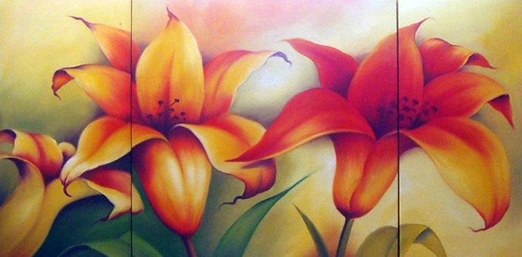 FLTT19279 - Triptych Original Oil Painting