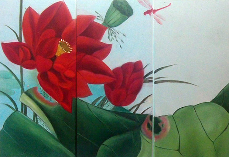 FLTT19337 - Triptych Original Oil Painting