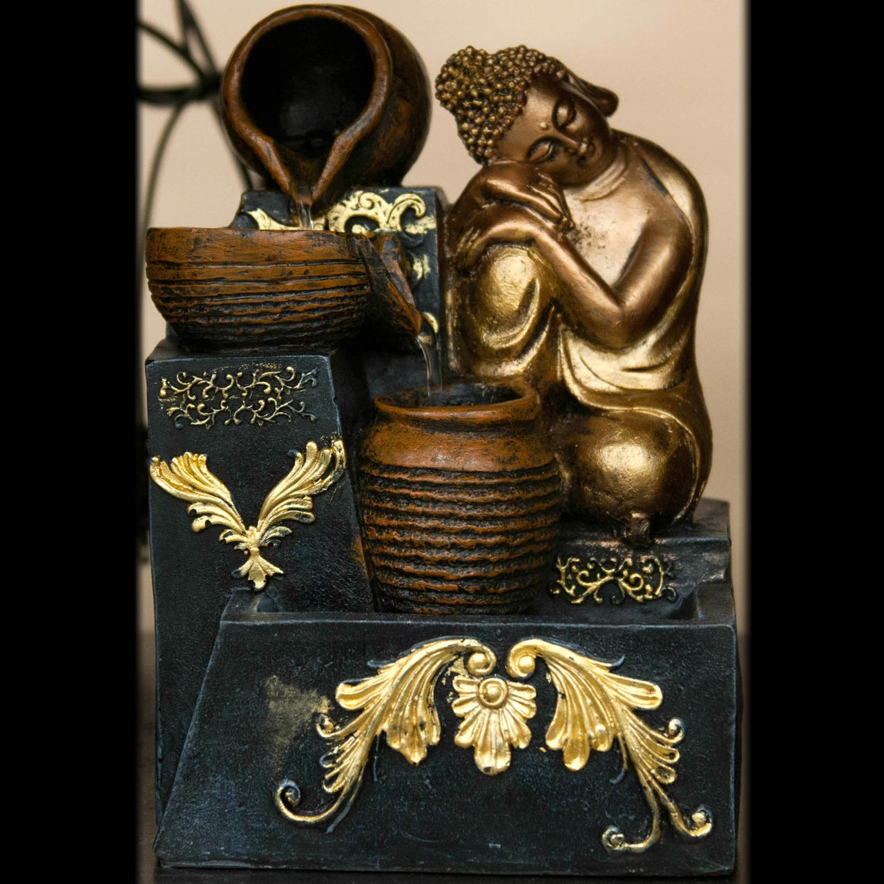 HCFT5180 - Resting Buddha w/Pots Fountain