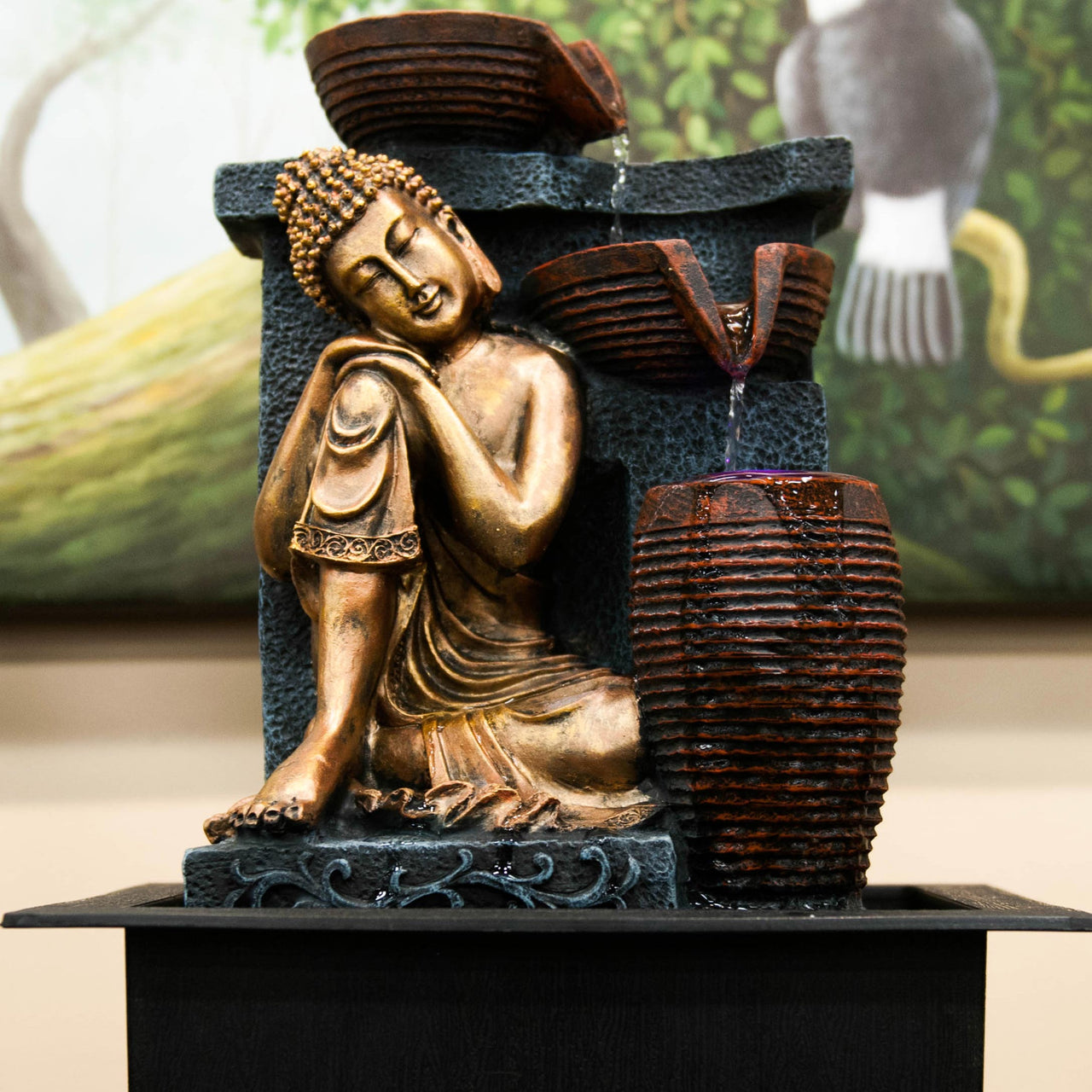 HCFT5445 - Buddha with 4 Left Pots Fountain