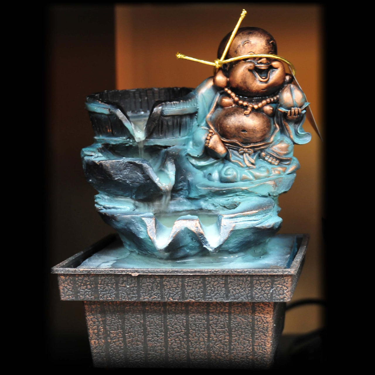 HCHD5141 - Blue Fat Buddha & Pots Fountain