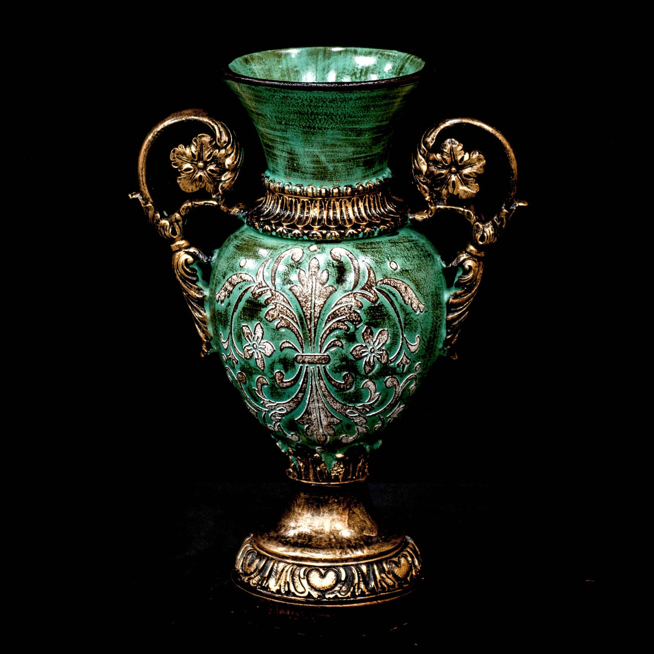 HCHD5362 - Green Floral Short Vase