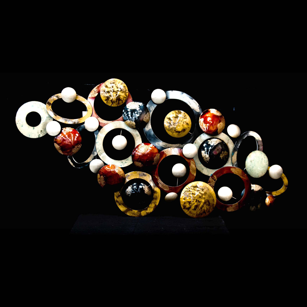 HCHD5377 - Rust/Turquoise Circles Metal Art