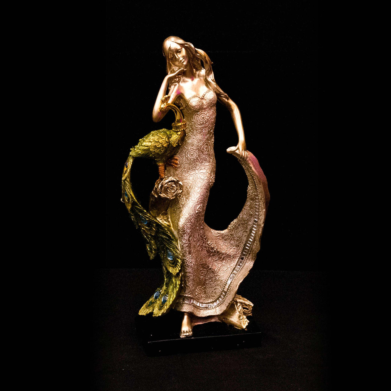 HCHD5398 - Girl Standing with Peacock