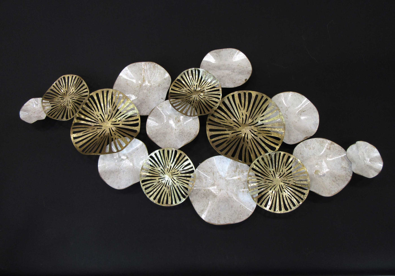 HCHD5680 - White/Gold Circles Metal Art