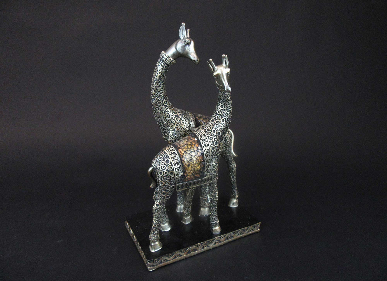 HCHD5958 - Bronze Giraffe Pair on Stand