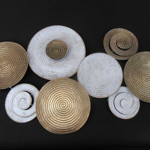 HCHD5981 - Cream/Gold Basket Weave Metal Art