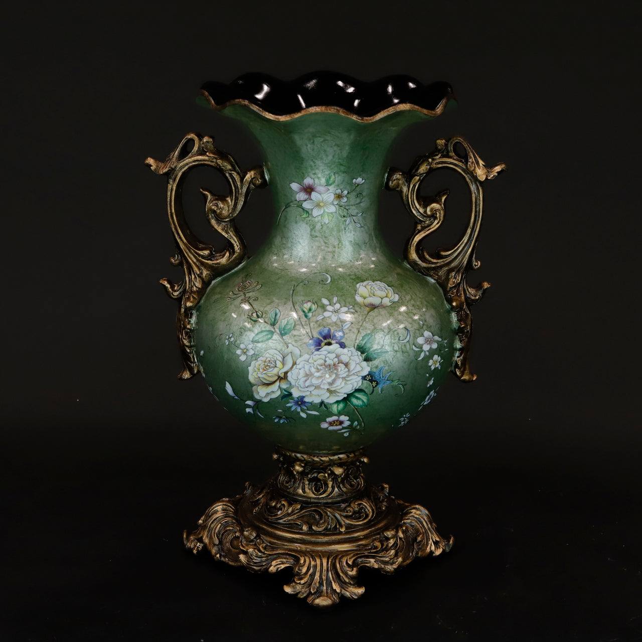 HCHD6006 - Mint Floral Pedestal Urn