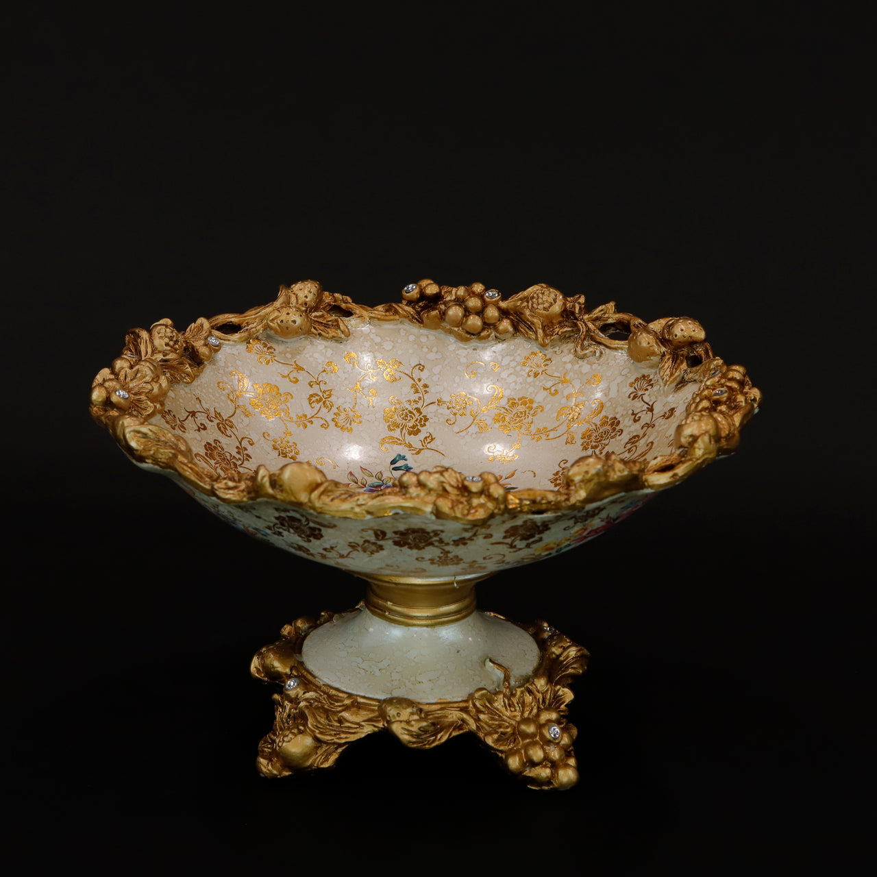 HCHD6010 - Gold Floral Round Pedestal Bowl