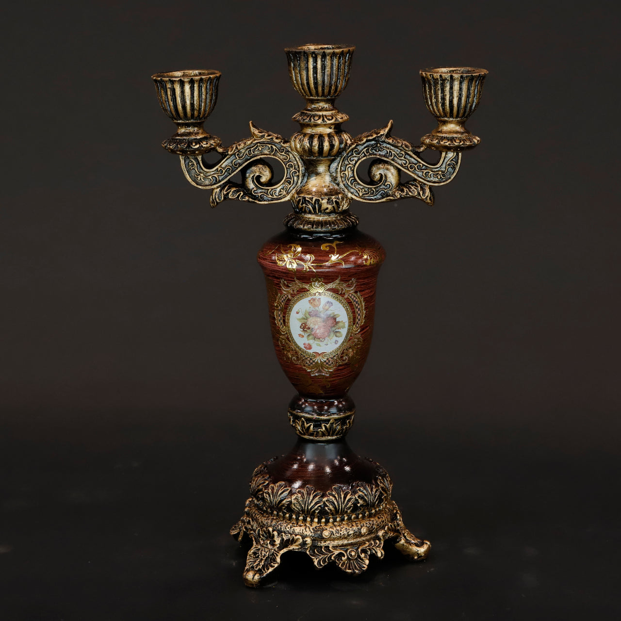 HCHD6535 - Bronze Floral Candle Holder