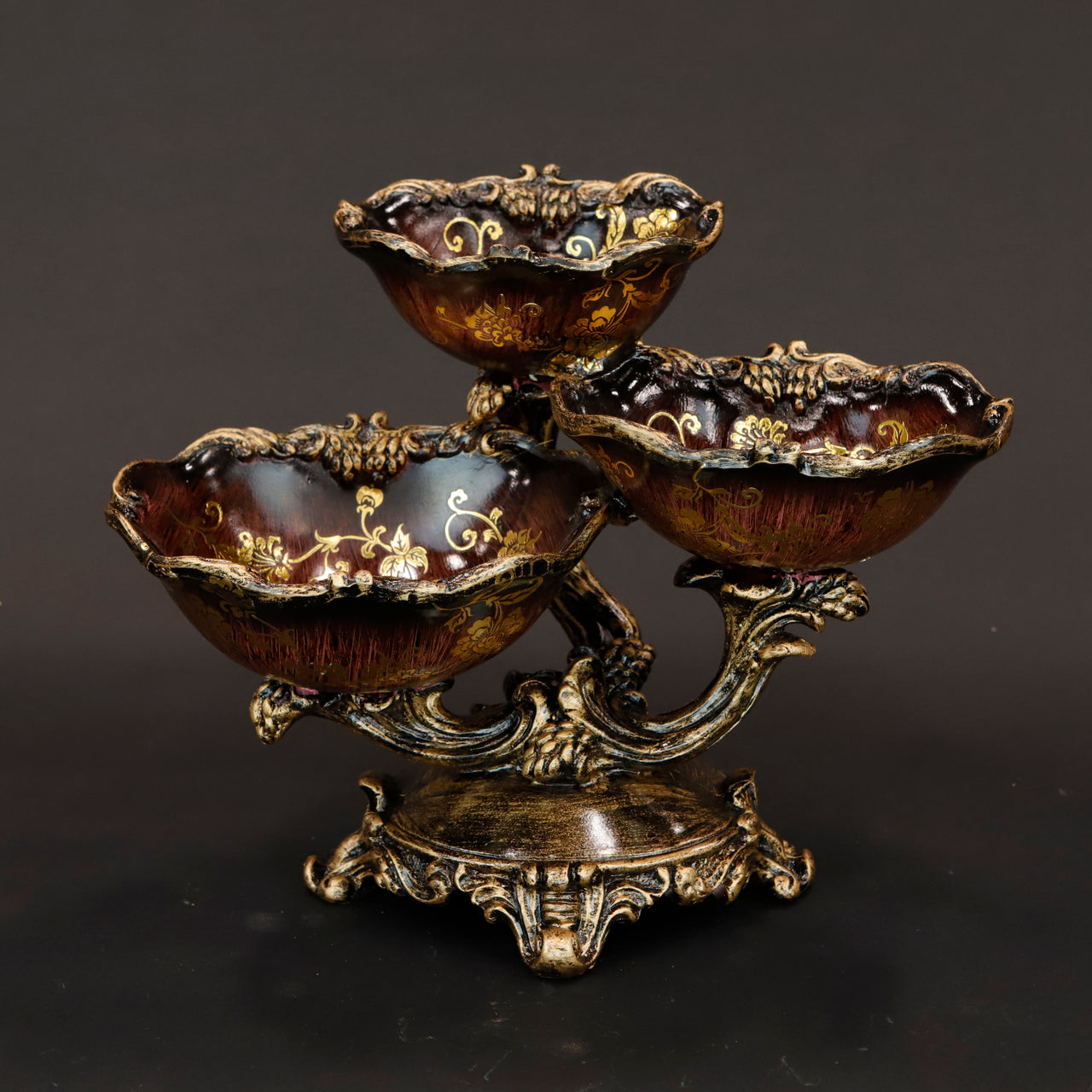 HCHD6537 - Bronze Floral Triple Candy Dish