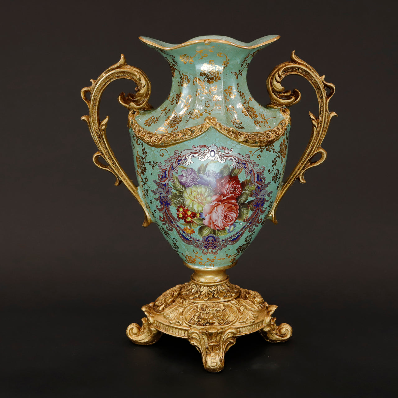 HCHD6546 - Sage Floral Urn with Handles