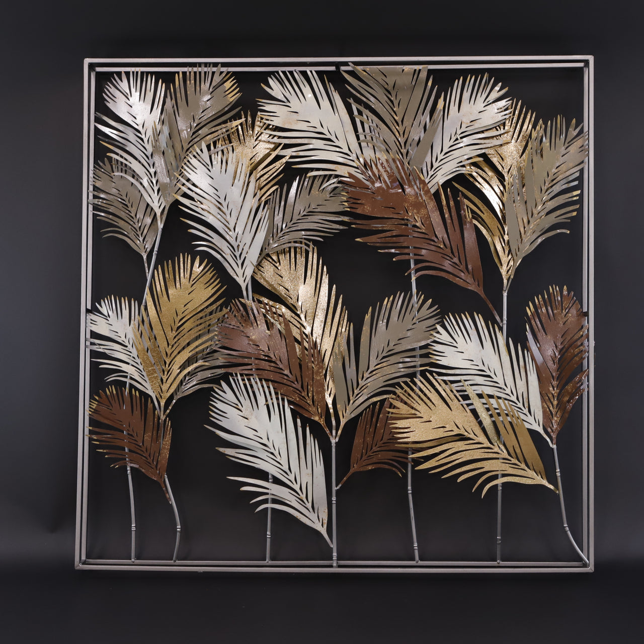 HCHD6602 - Black Leaf Square Metal Art