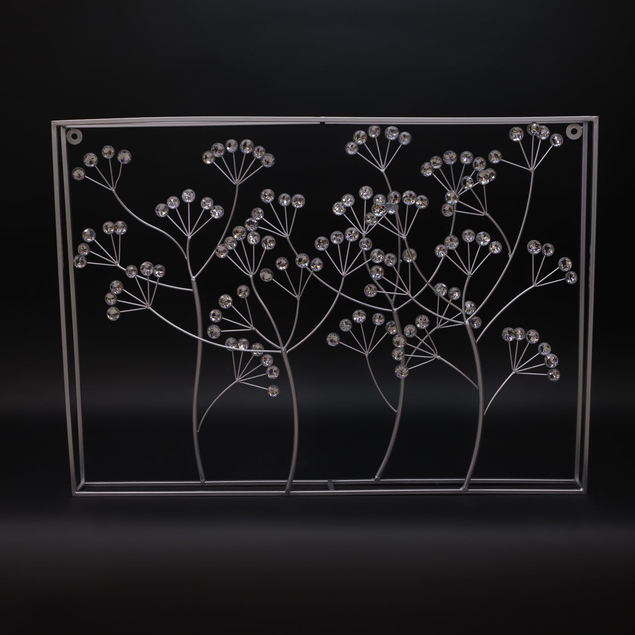HCHD6607 - Silver Floral Square Metal Art