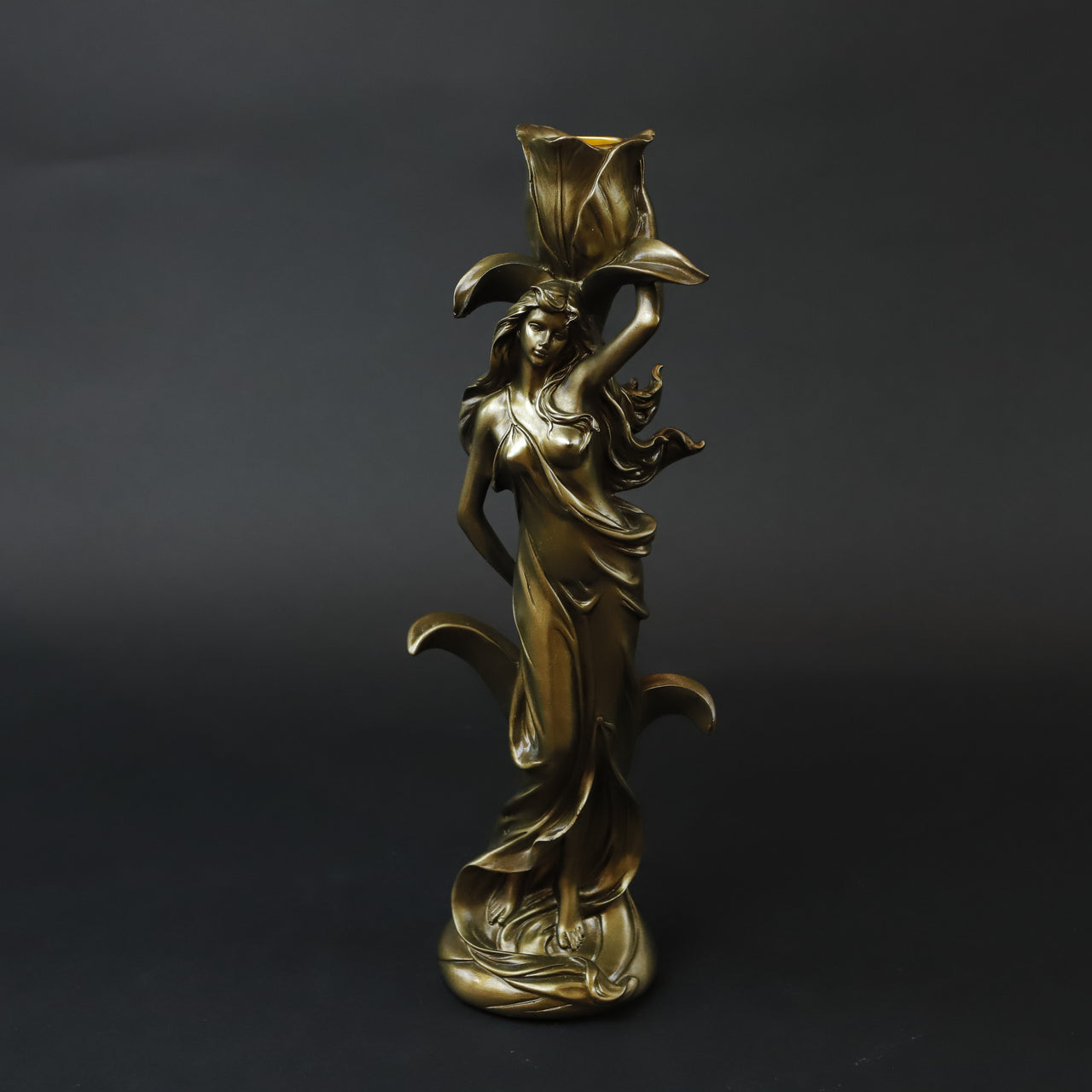 HCHD6897 - Bronze Lady Candle Holder