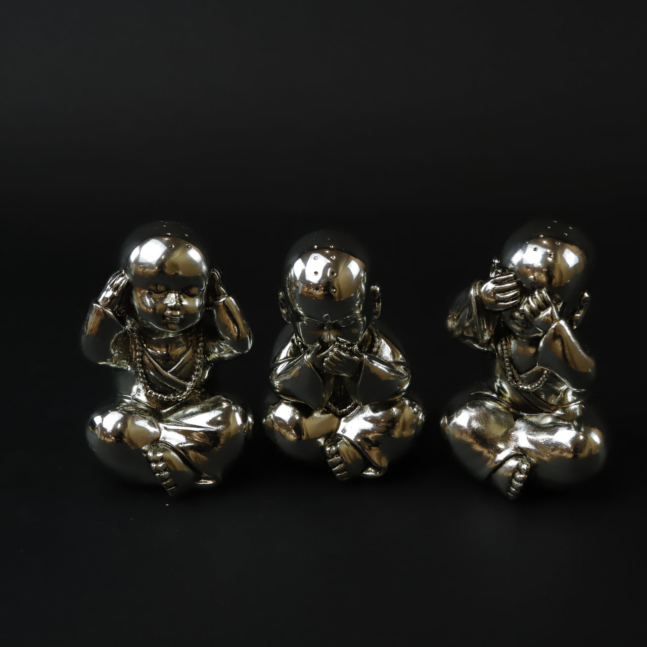 HCHD6961 - Silver Speak No Evil Buddha