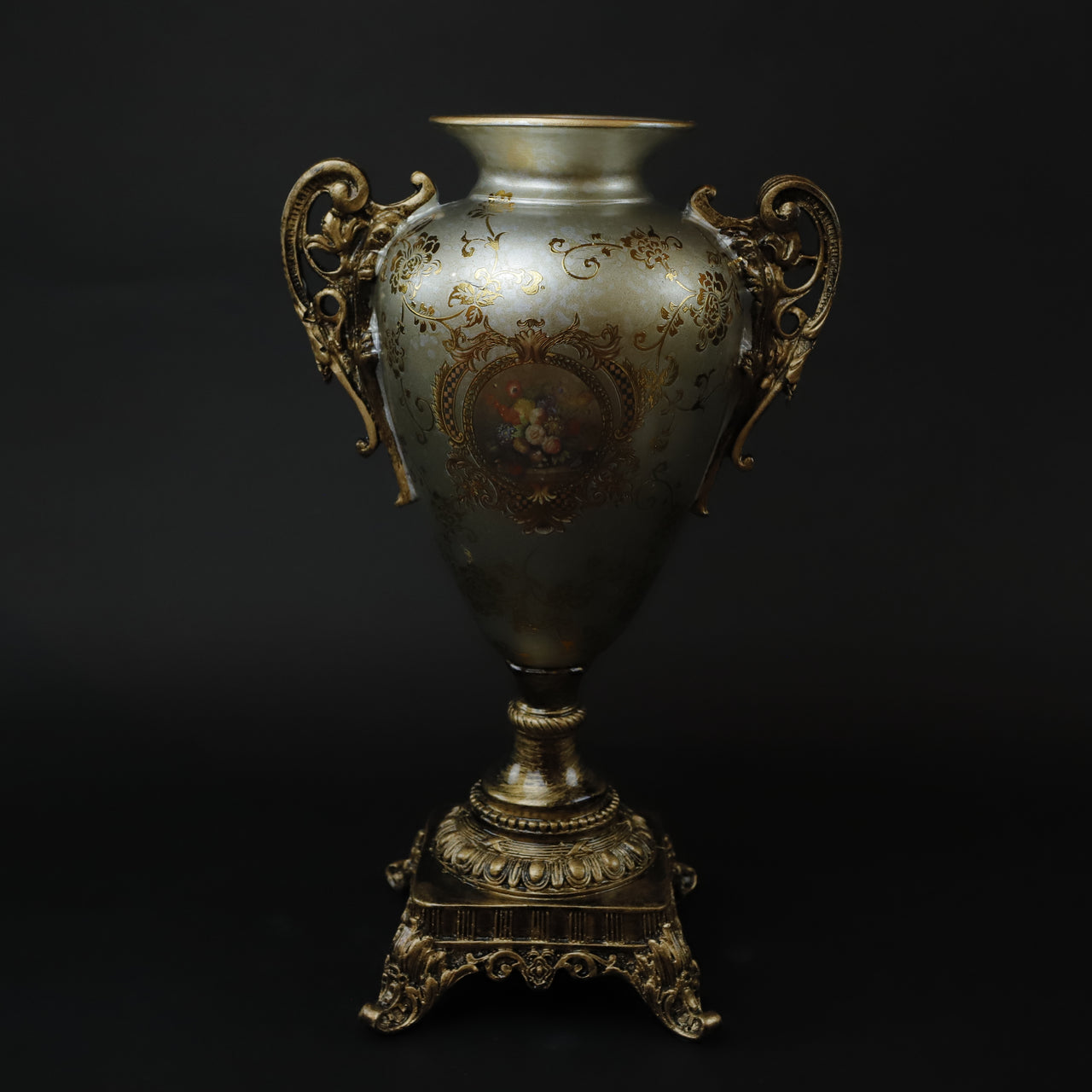 HCHD6967 - Silver Floral Tall Urn