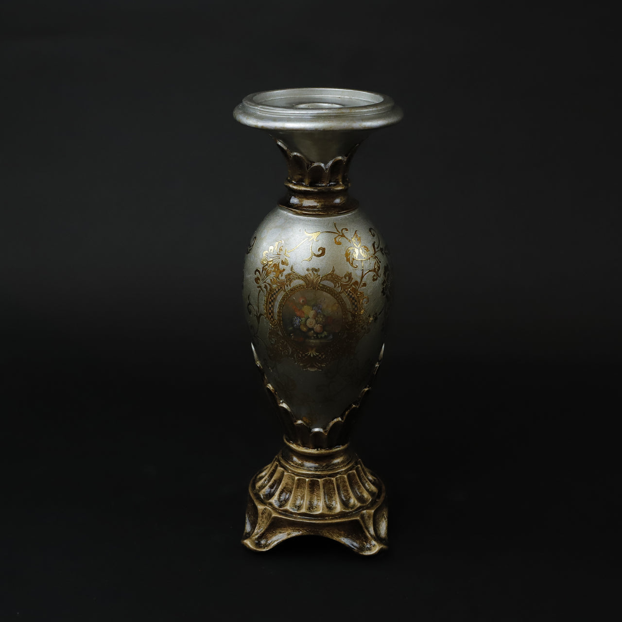 HCHD6970 - Silver Floral M Candleholder
