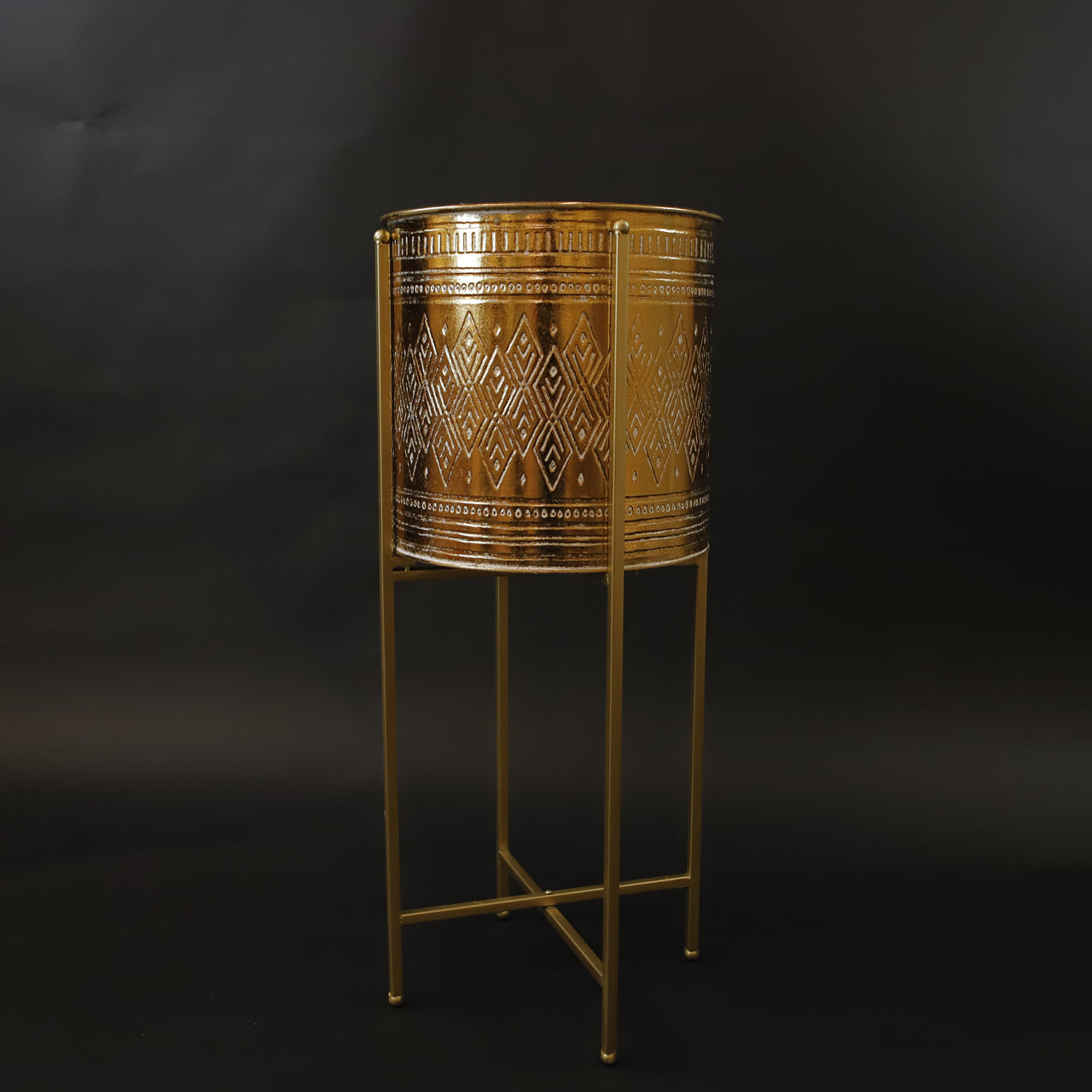 HCHD7296 - L Gold Drum Plant Stand
