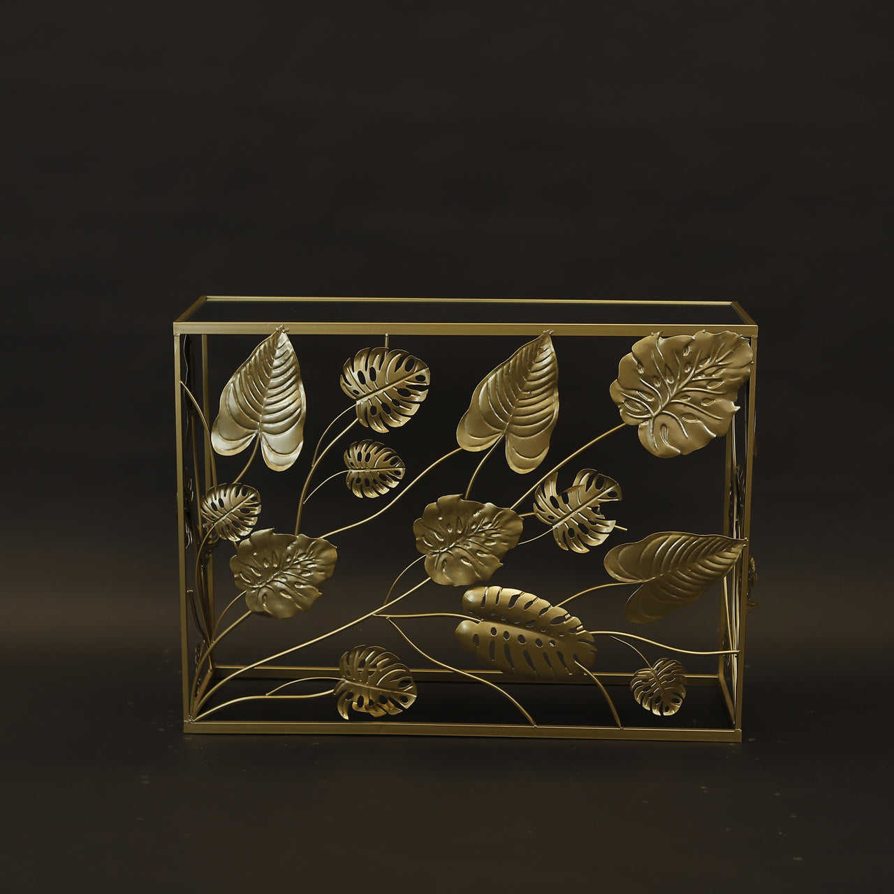 HCHD7459 - S Gold Leaf Square Side Table