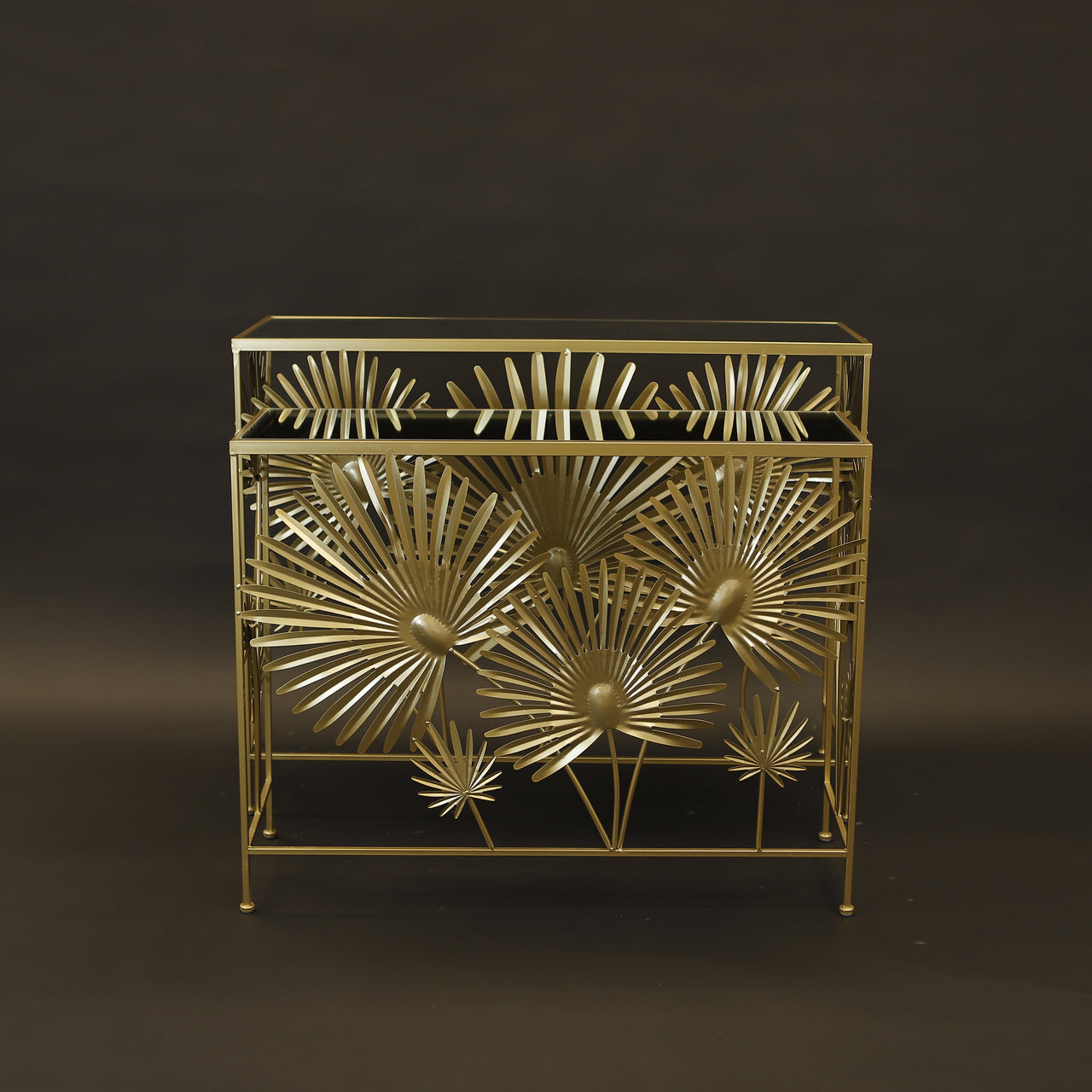 HCHD7463 - S Gold Leaf Snowflake Sofa Table