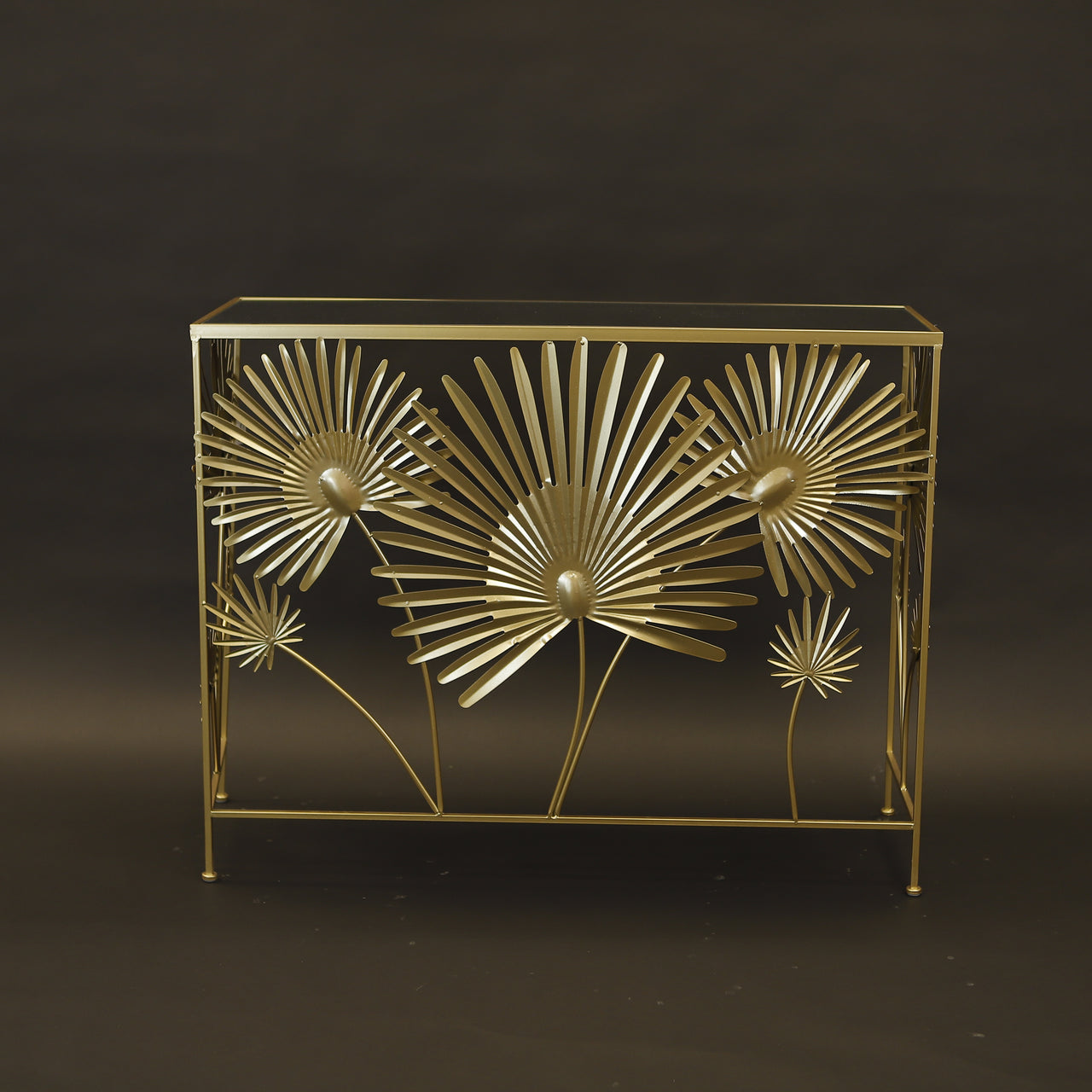 HCHD7464 - L Gold Leaf Snowflake Sofa Table