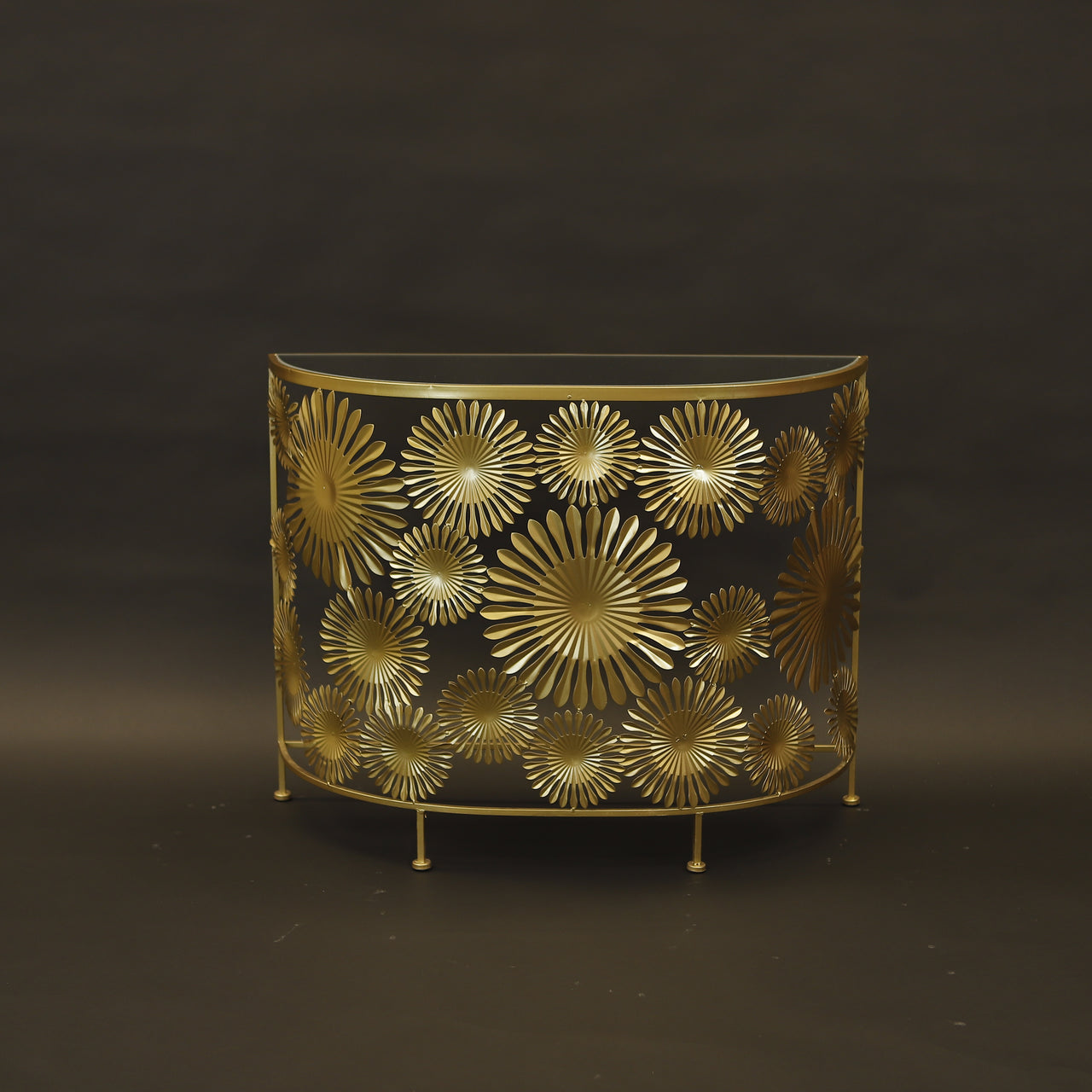 HCHD7465 - S Gold Snowflake Oval Sofa Table