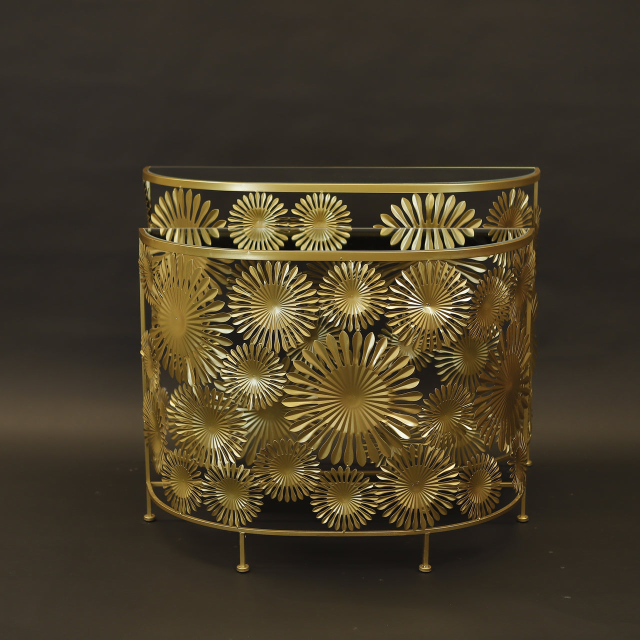 HCHD7466 - L Gold Snowflake Oval Sofa Table