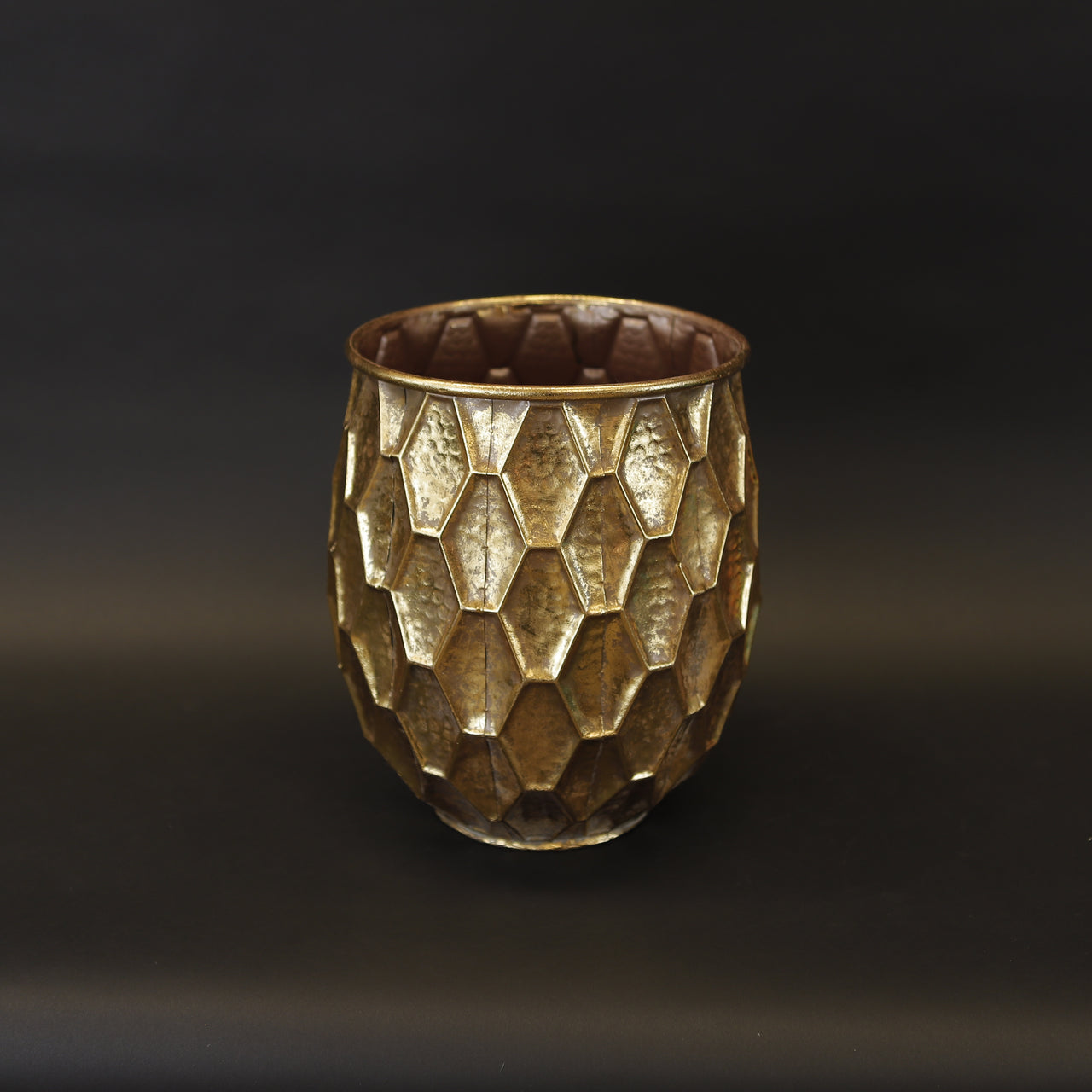 HCHD8082 - L Gold Metal Diamond Cut Pot