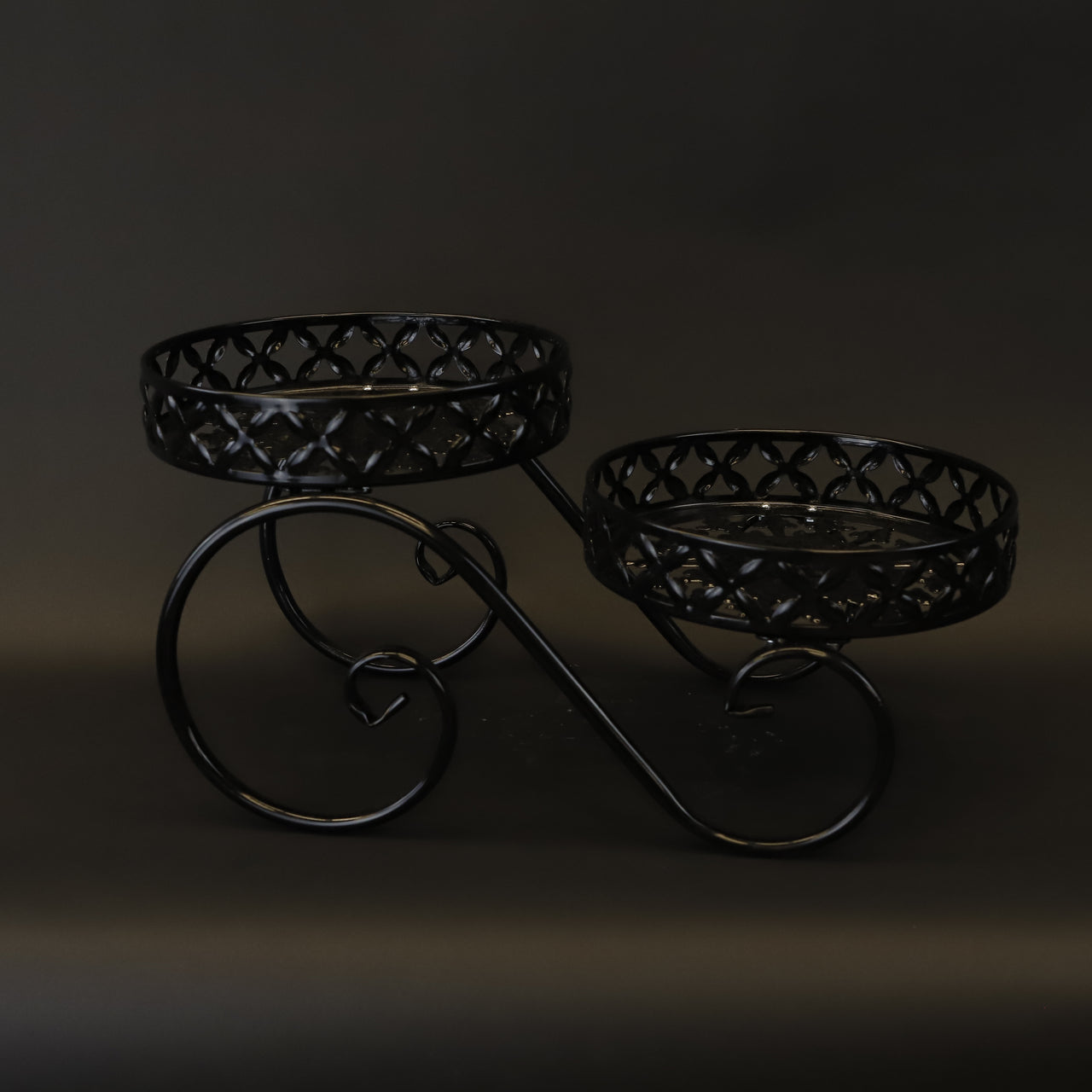HCHD8453 - Black Double Pedestal Plant Stand