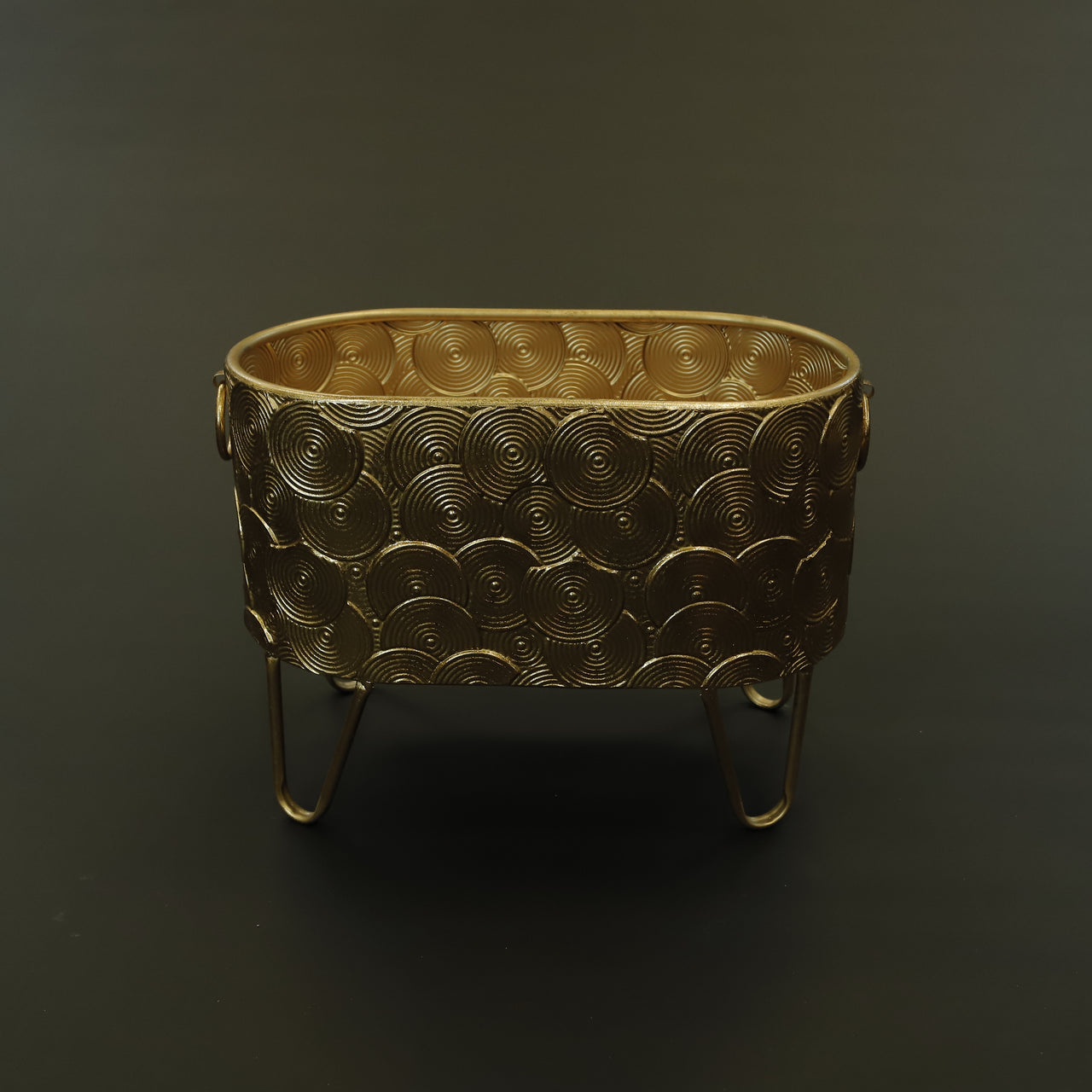 HCHD8496 - M Gold Oval Plant Stand
