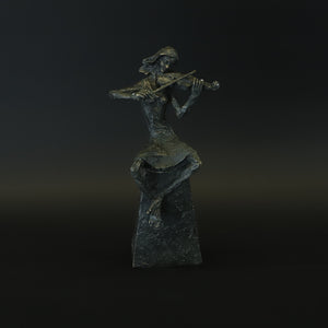 HCHD8557 - Bronze Musician Playing Violin