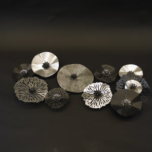 HCHD8782 - Black/Silver Circles Wall Art