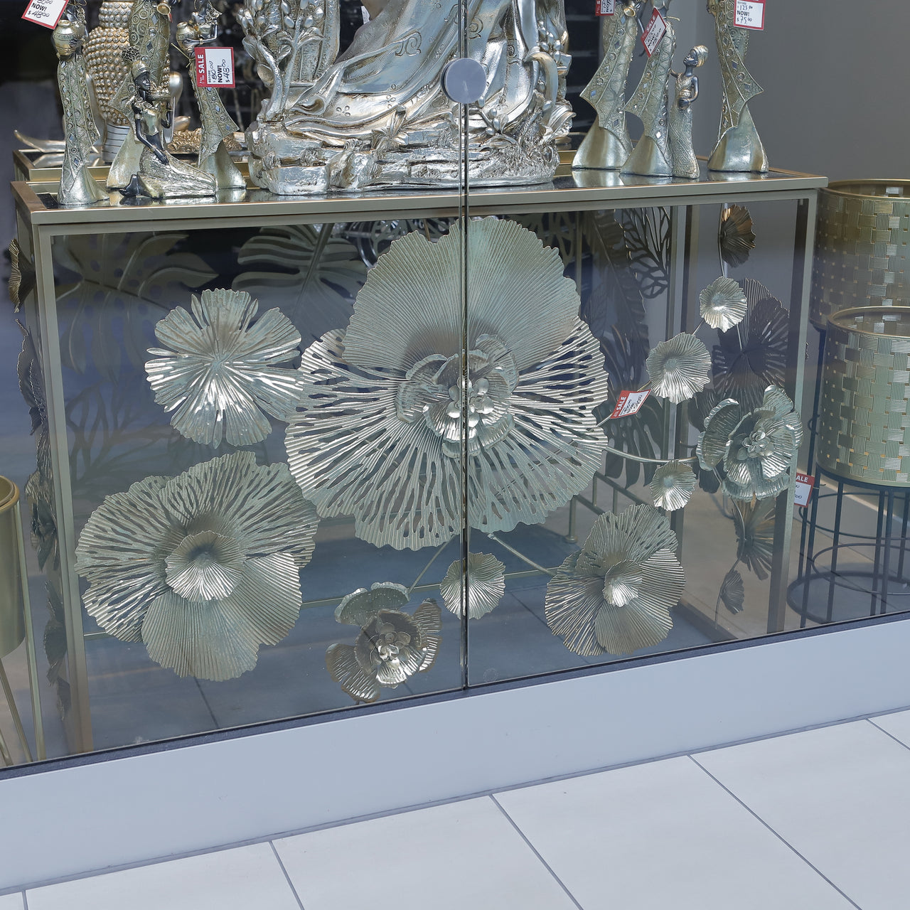 HCHD8783 - Gold Floral Sofa Table