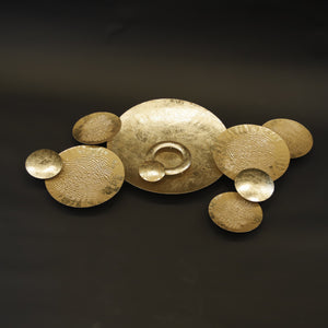 HCHD8792 - Textured Gold Circles Wall Art