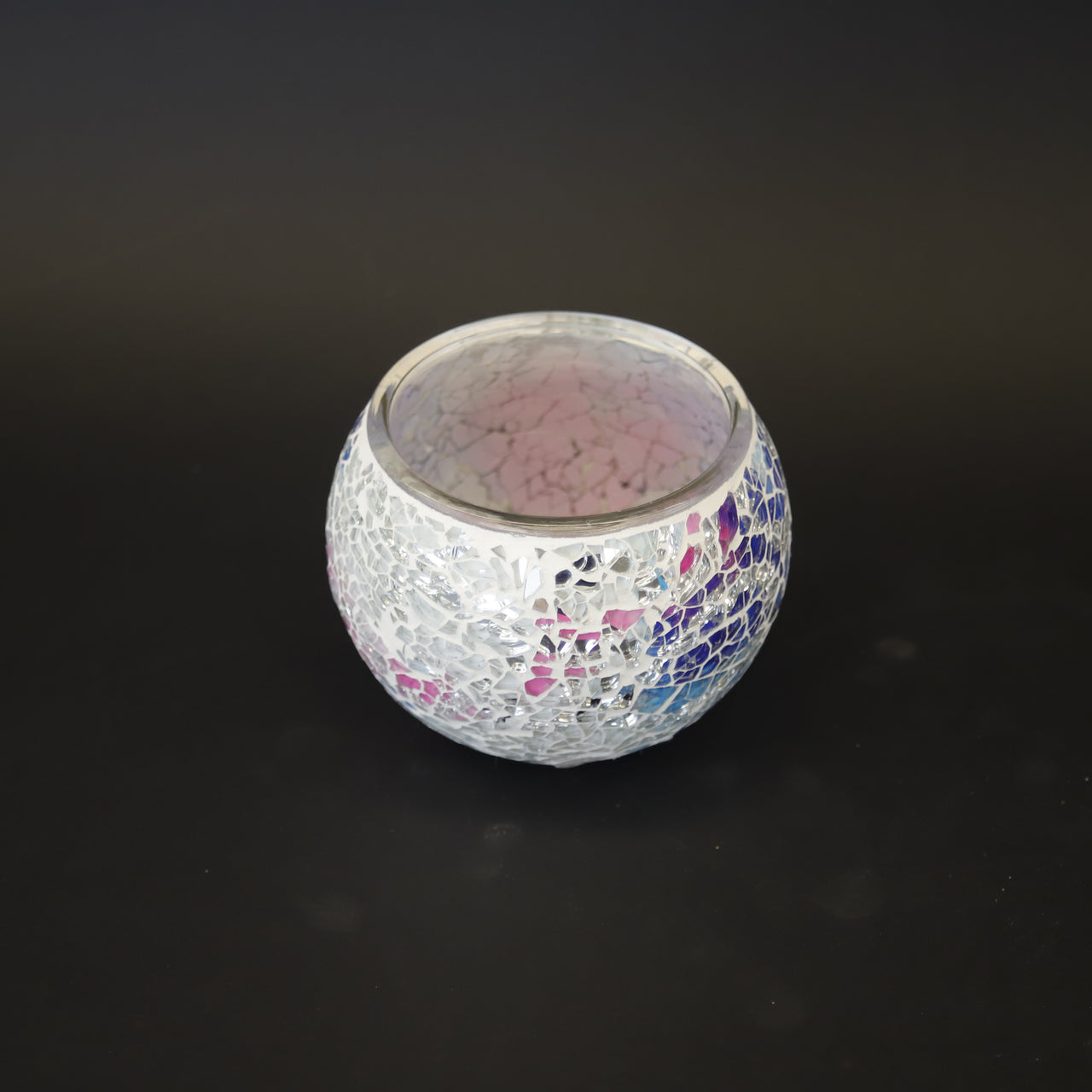 HCHD8876 - Round Candle Holder - Mixed Blue/Pink