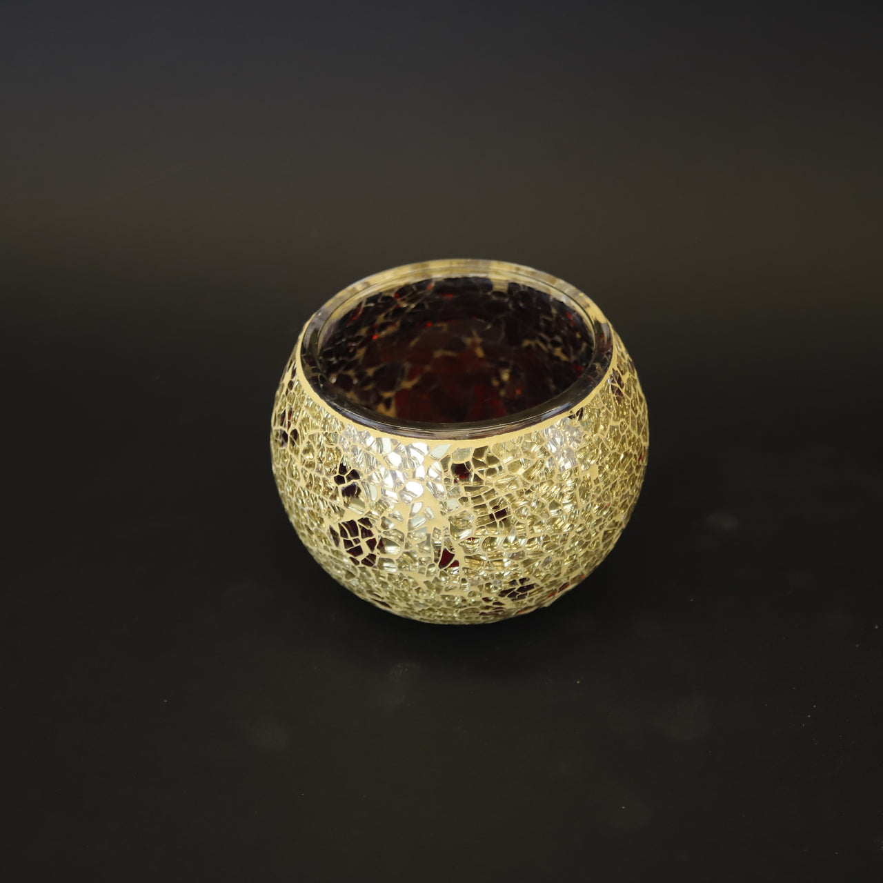 HCHD8880 - Round Candle Holder - Mixed Gold/Red
