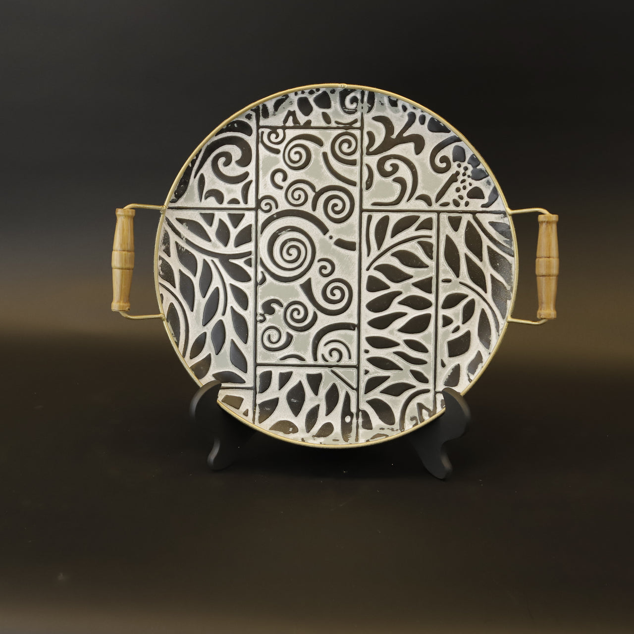 HCHD9311 - M Round Charcoal Aztec Plate